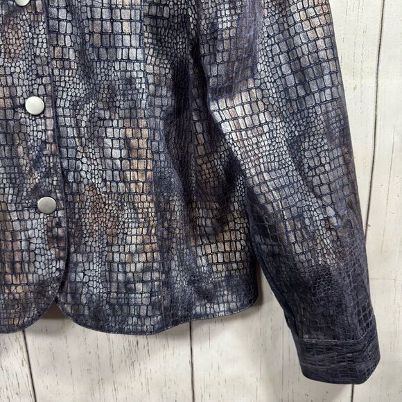 Birch Hill Croc Embossed Faux Leather Jacket Y2K Edgy Retro Glam Size M - Picture 9 of 16